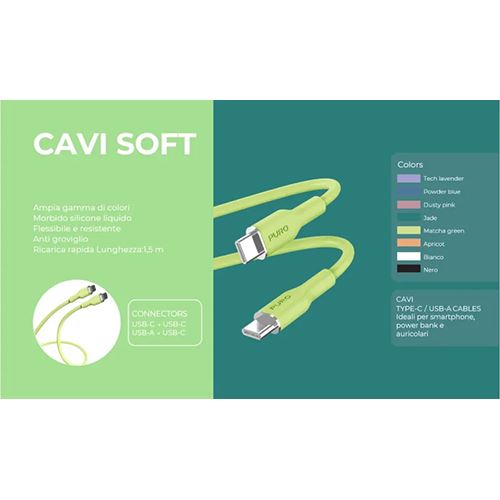 Cabo USB-C Puro Soft 1.5m - Verde Online