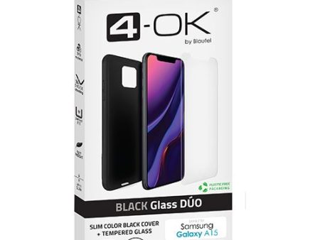 Capa 4-OK Ultra Slim + Película Protetora de Ecrã Vidro Temperado Glass Duo para Samsung Galaxy A15 - Preto on Sale