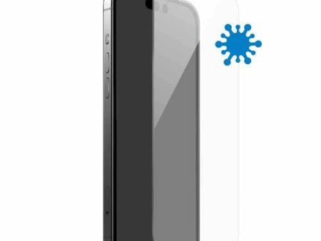 Película de Ecrã Vidro Temperado Puro Antibacteriana para Apple iPhone 15 Pro - Transparente For Sale